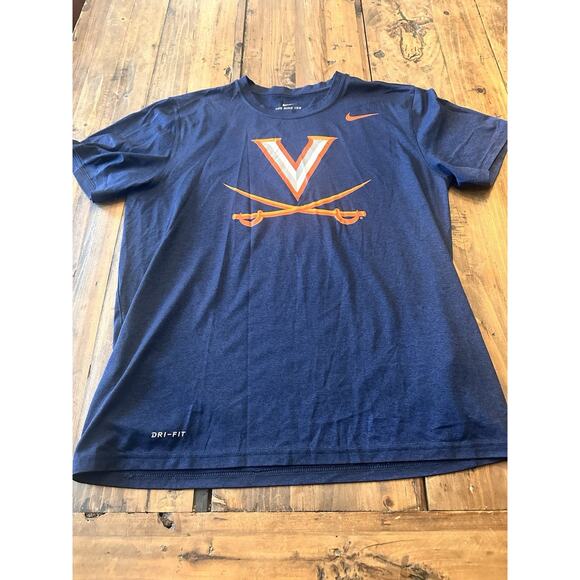 Virginia Cavaliers Nike Dri Fit Size Large Short Sleeve Shirt Navy Tee UVA - Picture 1 of 10